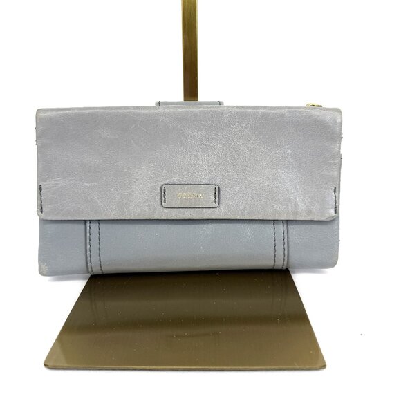 Fossil Ellis Multifunction Gray Leather Wallet - Picture 1 of 8